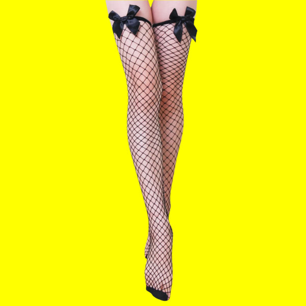 Fishnet stockings with bow