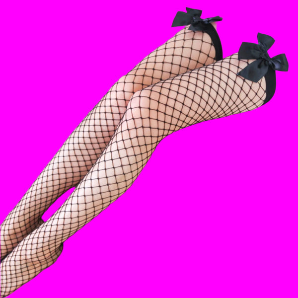 Fishnet stockings with bow