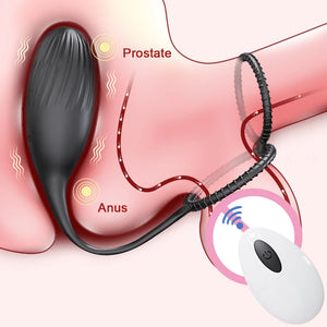 Vibrating Remote Control Anal Plug and Cock Ring Set