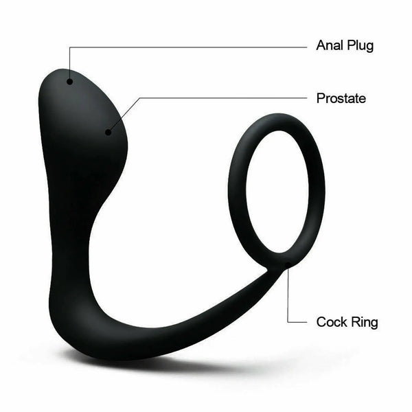 Silicone Prostate Massager and Cock Ring Set